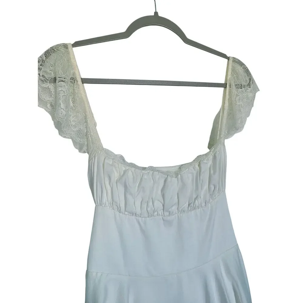 HOUSE OF CB Kaia Lace Trim Fit & Flare Mini Dress Ivory Size Large - Picture 6 of 9